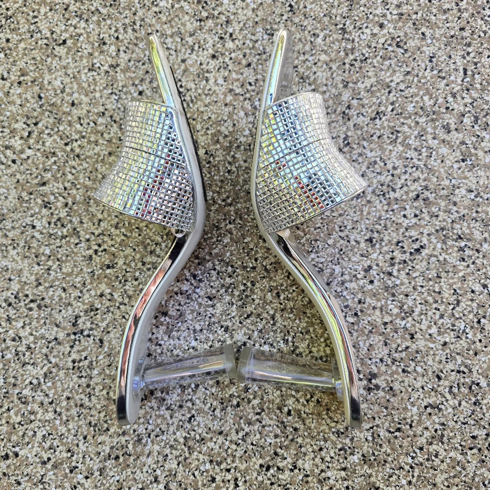 Zara Glamorous Sparkly Silver Heeled Sandals, Size 40 - Picture 5 of 14